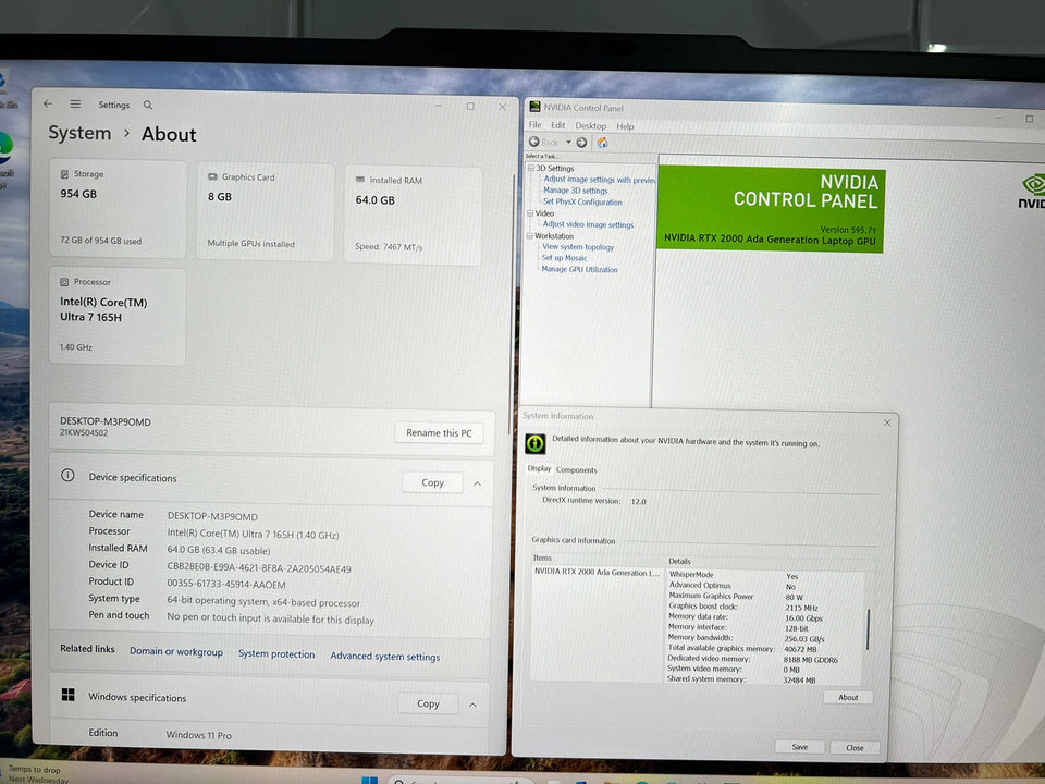 š„EOFYš„Lenovo Thinkpad P1 - Ultra 7 - 64GB RAM - RTX 2000 - 1TB - 2K 165Hz - WTY 11/27