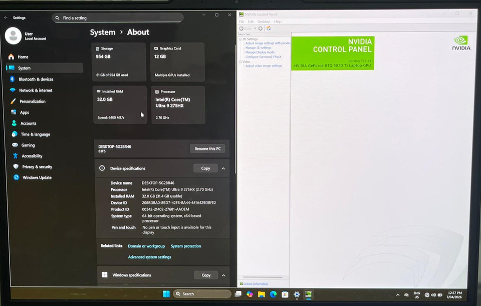 Lenovo Legion Pro 5i – Ultra 9 | 32GB | 1TB SSD | RTX 5070 Ti | 2K 240Hz | 1Y WTY