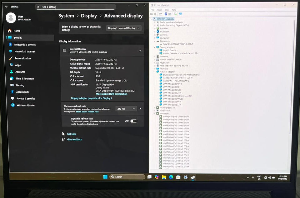 Lenovo Legion Pro 5i – Ultra 9 | 32GB | 1TB SSD | RTX 5070 Ti | 2K 240Hz | 1Y WTY