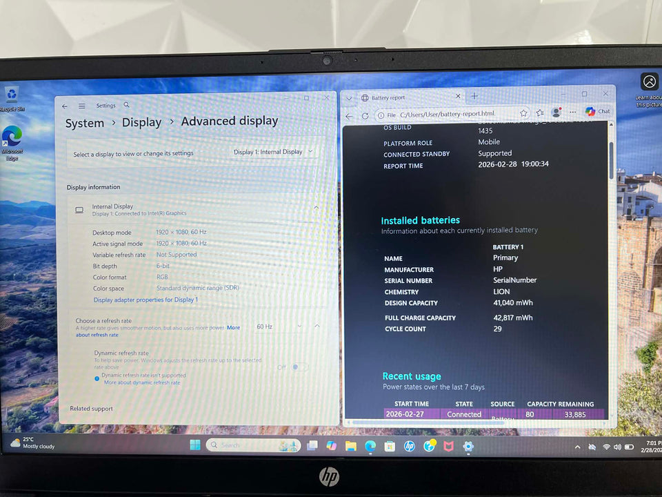HP 15 Business Laptop - Ultra 5 120U - 16GB RAM - 256GB SSD - FHD - 100% Battery