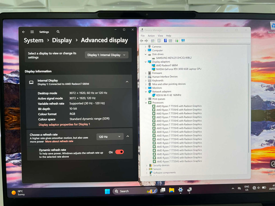 Lenovo Yoga Pro 7 - Ryzen 7-7735HS - 16GB DDR5 - 512GB SSD - RTX 3050 - 3K 120Hz