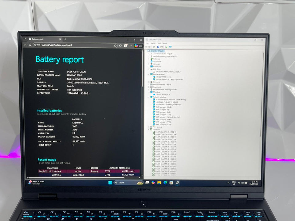 Lenovo Legion 5 - Intel i9-14900HX - RTX 4070 - 32GB DDR5 - 1TB SSD - 2K 165Hz