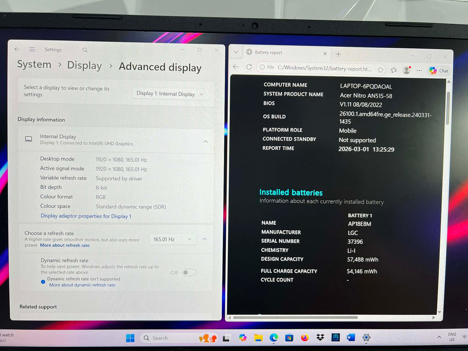 Acer Nitro 5 - i9-12900H - RTX 3060 MaxP - 16GB DDR5 RAM - 512GB SSD - 165Hz FHD