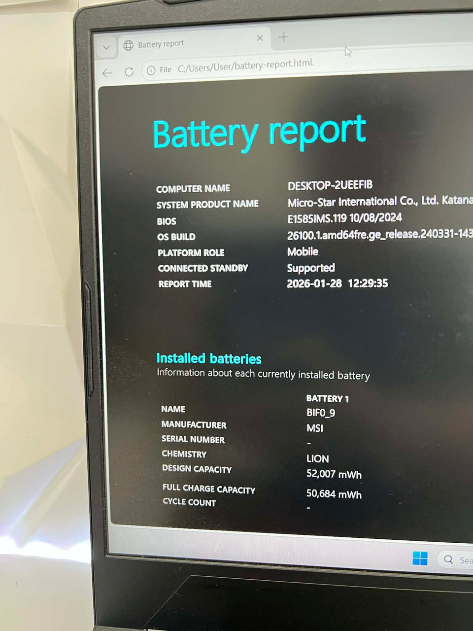 MSI Katana 15 Laptop - i7-13620H - 32GB DDR5 RAM - RTX 4050 - 512GB SSD - 144Hz