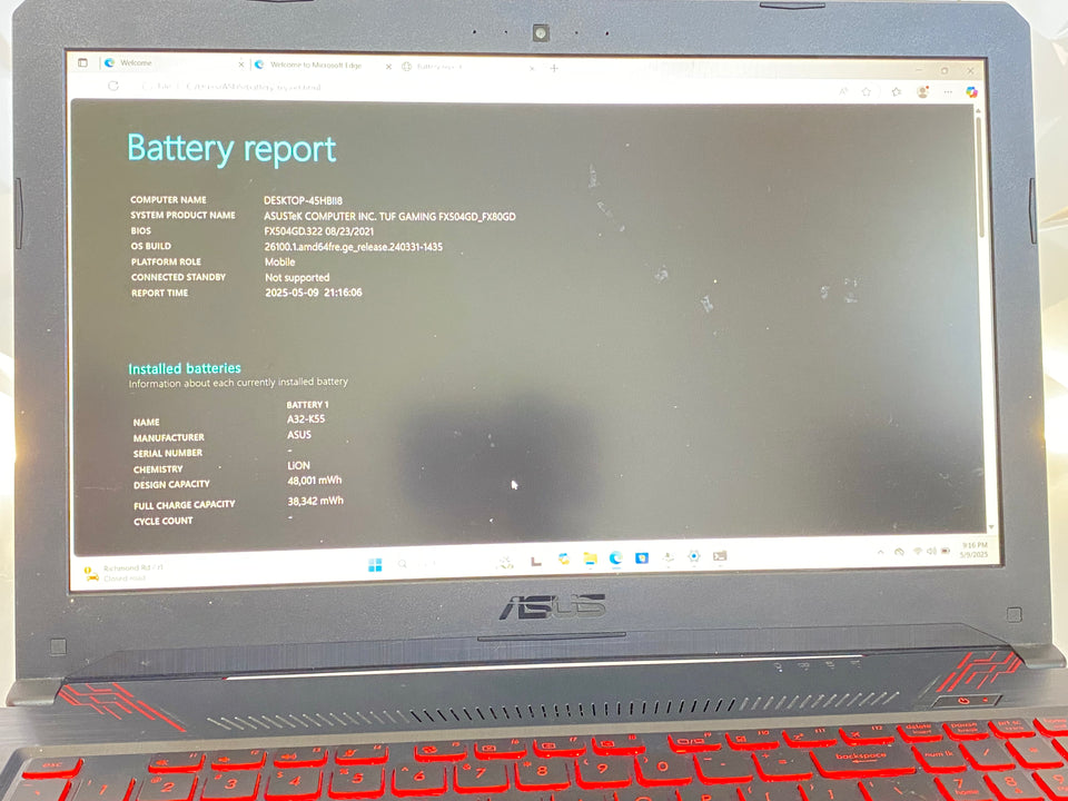 Asus Tuf Gaming Laptop - i7-8750H - 32GB RAM - 128GB SSD/1TB - GTX 1050