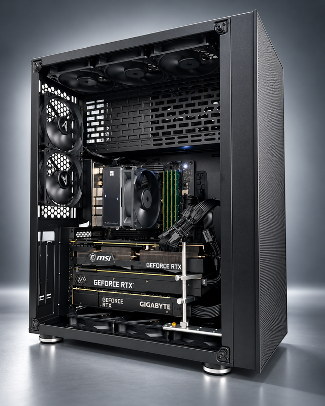 CHINOOK AI MAX PC - Upto 3 x RTX 3090s 72GB VRAM - 64/128GB RAM - RYZEN 7/9 - 1TB SSD
