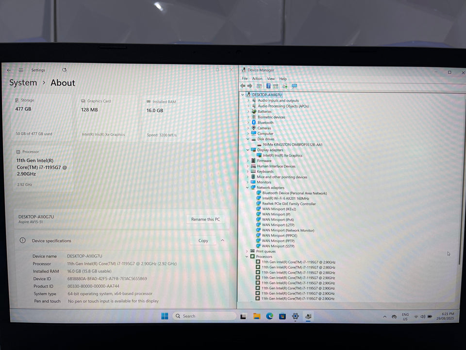 (FREE SHIP) Acer Aspire Vero Laptop - i7-1195G7 - 16GB RAM - 512GB SSD - FHD IPS