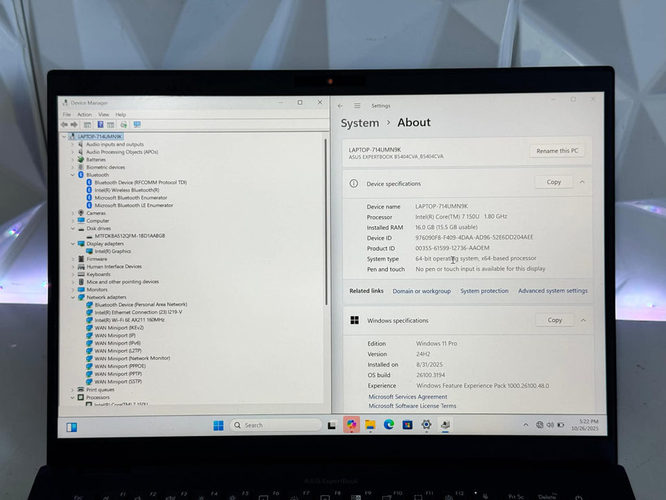 🔥BLACK FRIDAY🔥Asus ExpertBook - Ultra 7 150U - 16GB DDR5 - 512GB SSD - FHD IPS+