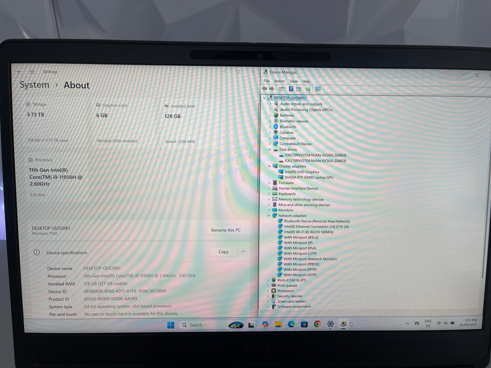 (FREE SHIP) Dell Precision 7560 Laptop - i9-11950H - 128GB RAM - 4TB SSD - RTX A3000