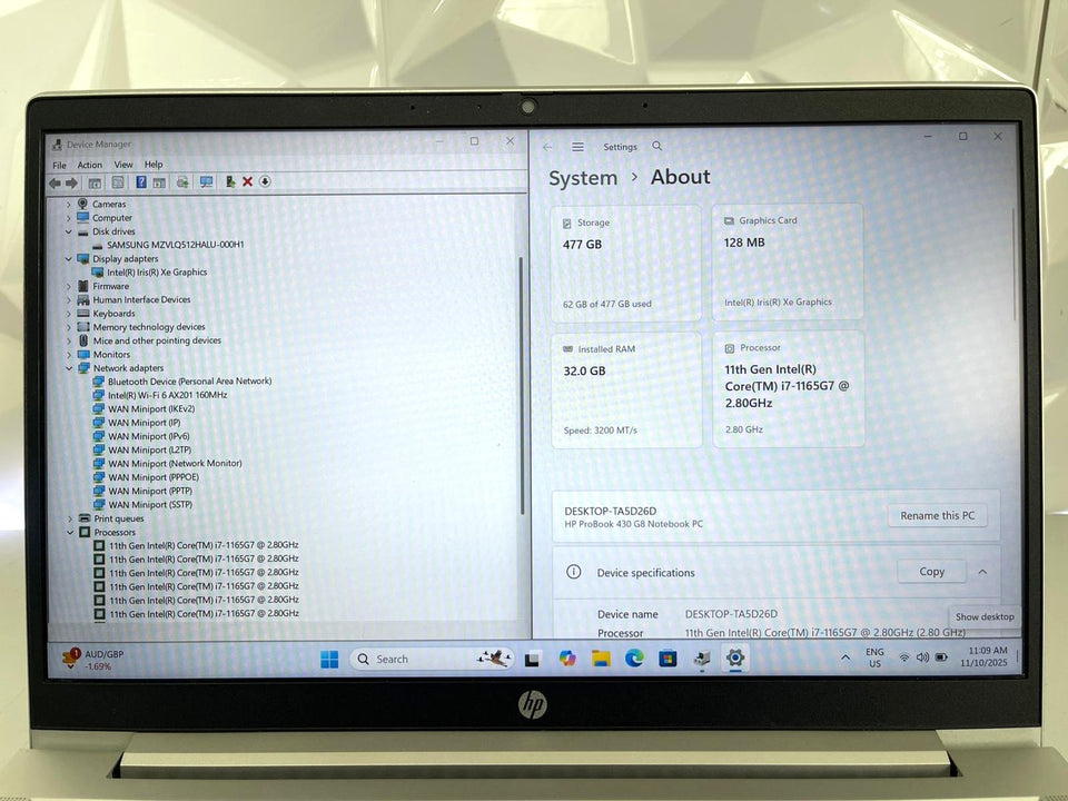 HP Probook 430 G8 - i7-1165G7 - 32GB DDR4 RAM - 512GB SSD - FHD IPS