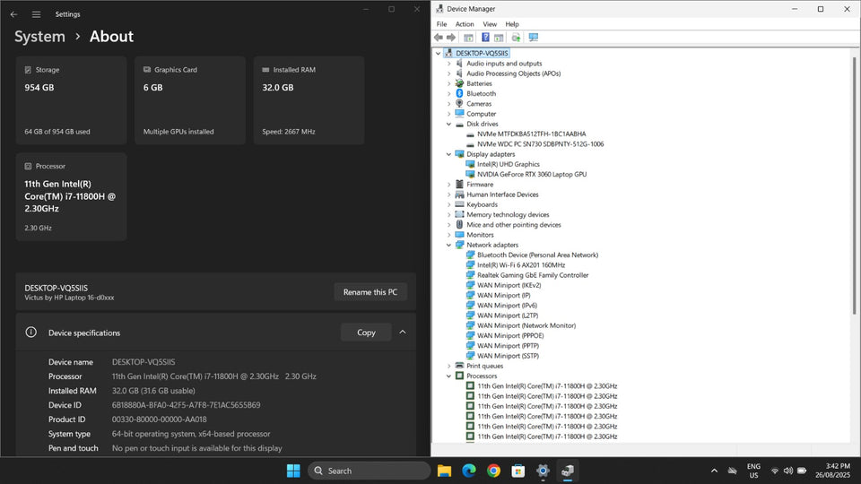 (FREE SHIP) HP Victus 16 Laptop - i7-11800H - RTX 3060 - 32GB RAM - 1TB SSD - 144Hz
