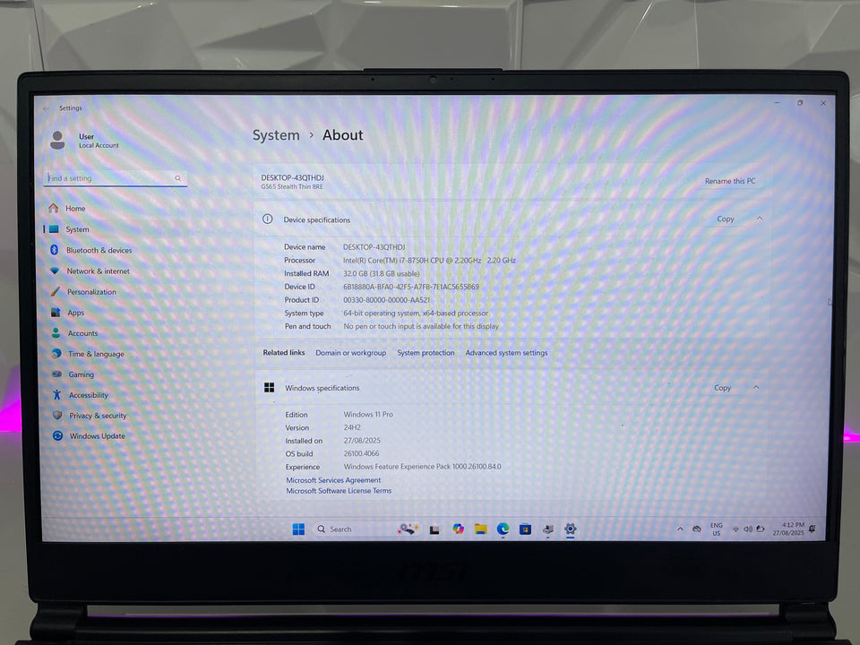 (FREE SHIP) MSI Stealth GS65 Laptop - i7-8750H - 32GB RAM - 1TB SSD - GTX 1060 - 144Hz