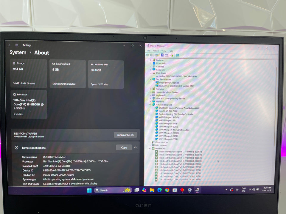 (FREE SHIP) HP Omen 16 Laptop - i7-11800H - RTX 3070 - 32GB RAM - 1TB SSD - 144Hz