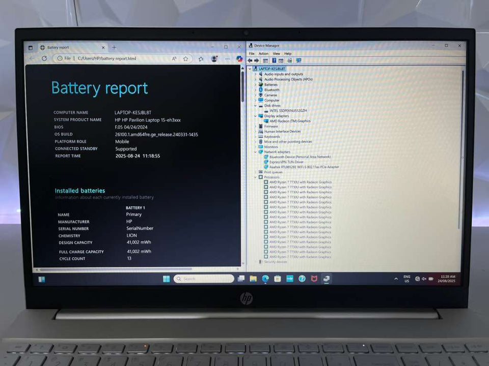 HP Pavilion 15 Laptop - Ryzen 7-7730U - 32GB RAM - 512GB SSD - FHD IPS - 100% Battery