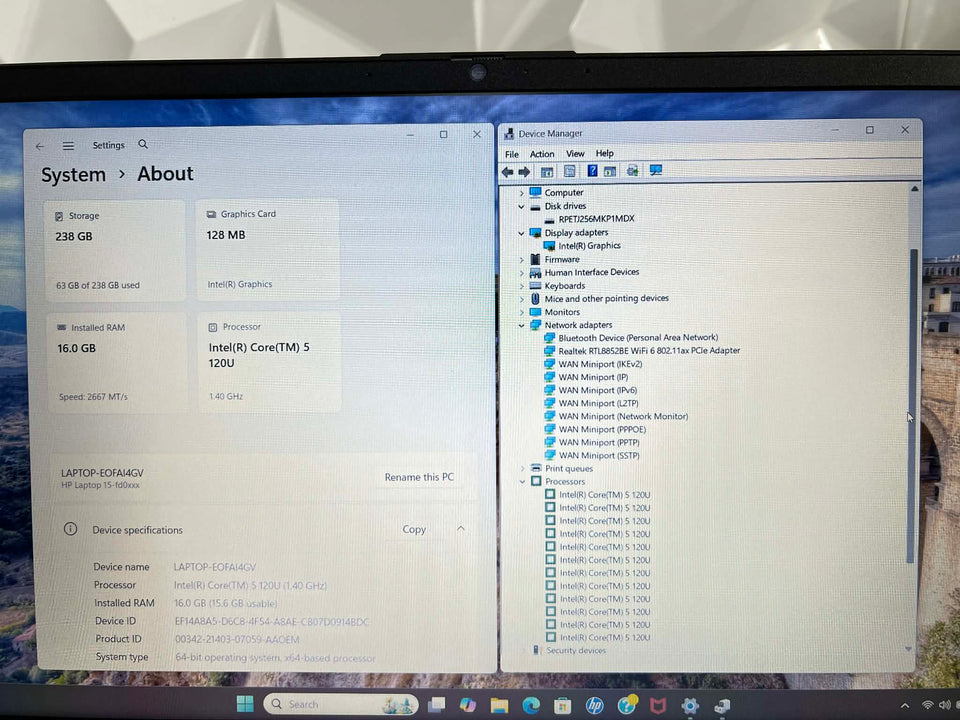 HP 15 Business Laptop - Ultra 5 120U - 16GB RAM - 256GB SSD - FHD - 100% Battery