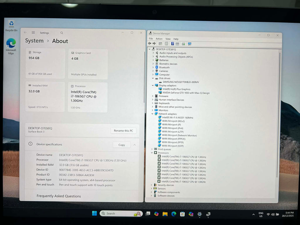 Microsoft Surfacebook 3 Laptop - i7-1065G7 - 32GB RAM - 1TB SSD - GTX 1650 - 3K Touch