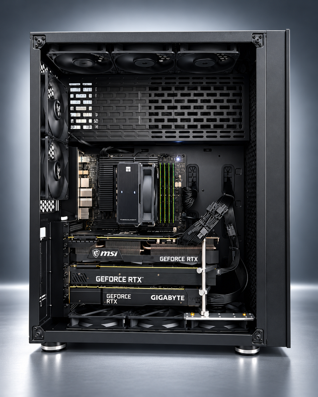 CHINOOK AI MAX PC - Upto 3 x RTX 3090s 72GB VRAM - 64/128GB RAM - RYZEN 7/9 - 1TB SSD