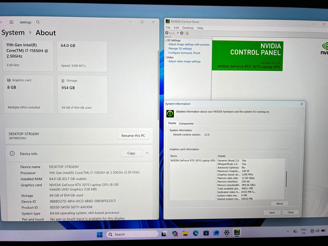 Lenovo Thinkpad P1 Gen4 - i7-11850H - 64GB RAM - RTX 3070 - 1TB Gen4 - 4K IPS