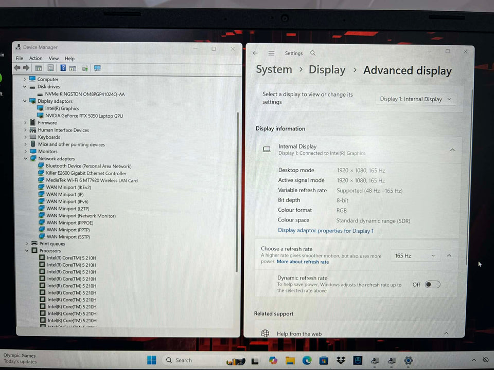 Acer Nitro V - Intel Core Ultra 5 210H - 32GB RAM - RTX 5050 8GB - 1TB SSD - 165Hz