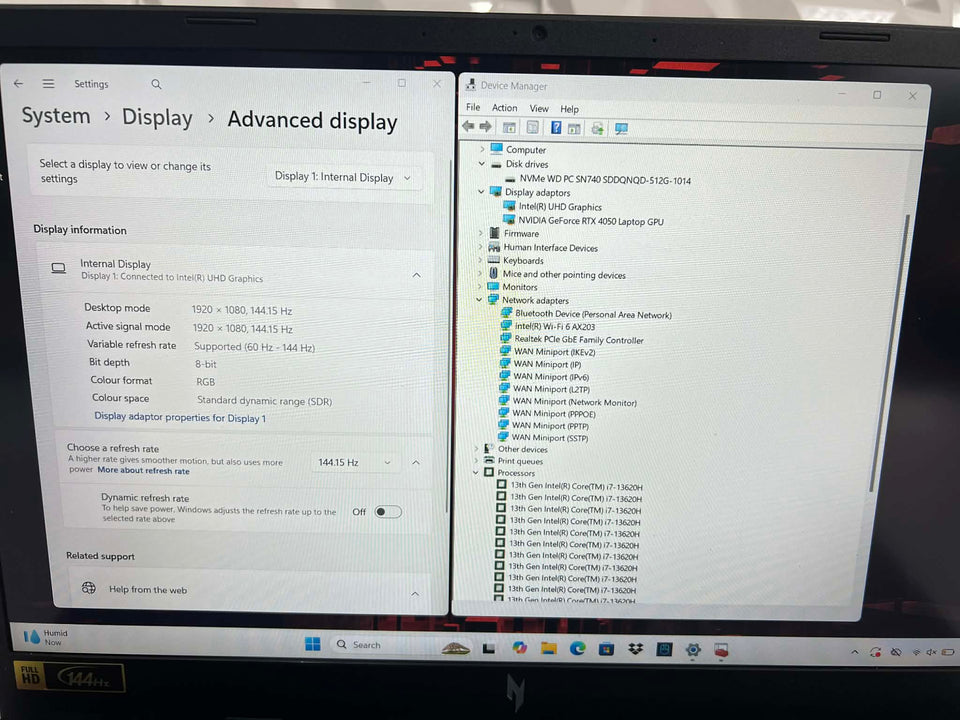 Acer Nitro V Laptop - i7-13620H - RTX 4050 6GB - 24GB DDR5 - 512GB SSD - 144Hz
