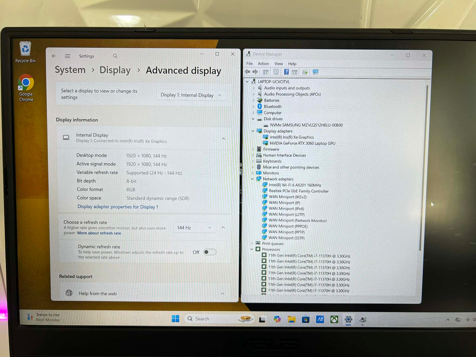 Asus TUF Dash F15 Laptop - i7-11370H - RTX 3060 - 24GB RAM - 512GB SSD - 144Hz