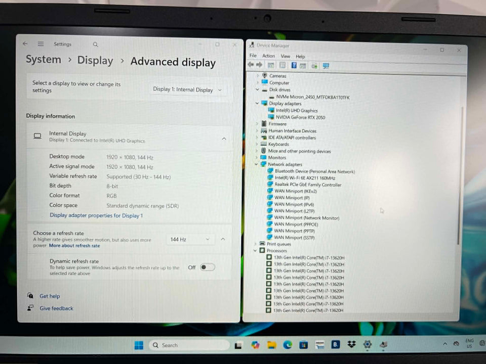 Acer Aspire 5 Laptop - i7-13620H - 32GB RAM - 1TB SSD - RTX 2050 - 144Hz - 6M WTY