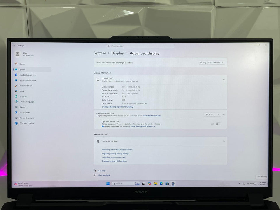 Gigabyte AORUS 17 - i7-12700H - RTX 3080 Ti 16GB - 32GB RAM - 1TB SSD - 360Hz