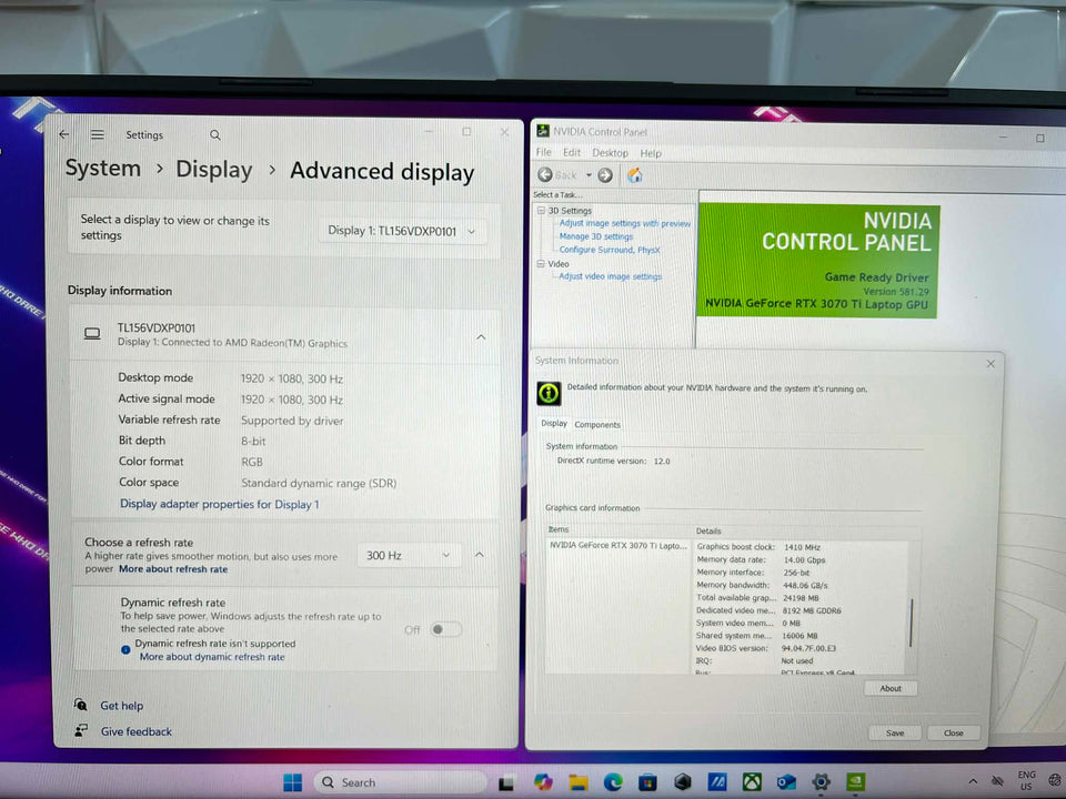 Asus Rog Strix G513 - Ryzen 9-6900HX - 32GB DDR5 - RTX 3070 Ti - 1TB SSD - 300Hz