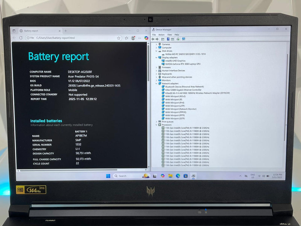 🔥BLACK FRIDAY🔥Acer Predator Triton Laptop - i9-11900H - RTX 3060 - 32GB RAM - 512GB SSD - 144Hz