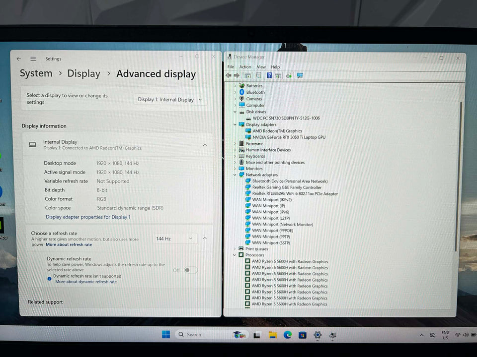 HP VICTUS 16 Laptop - Ryzen 5-5600H - 32GB RAM - 512GB SSD - RTX 3050 Ti - 144Hz