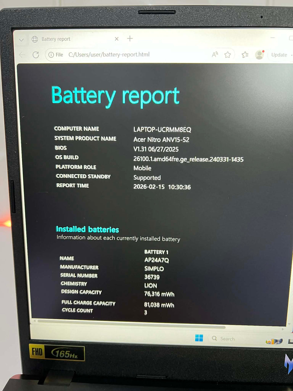 Acer Nitro V - Intel Core Ultra 5 210H - 32GB RAM - RTX 5050 8GB - 1TB SSD - 165Hz